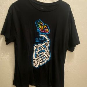 “be kind” skull and butterfly t-shirt